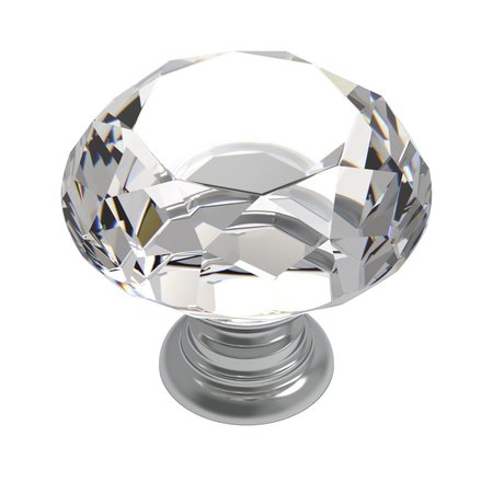 HERITAGE DESIGNS Traditional Glass Knob 114 Inch Diameter Glass  Chrome Finish, 10PK R079496CHX10B